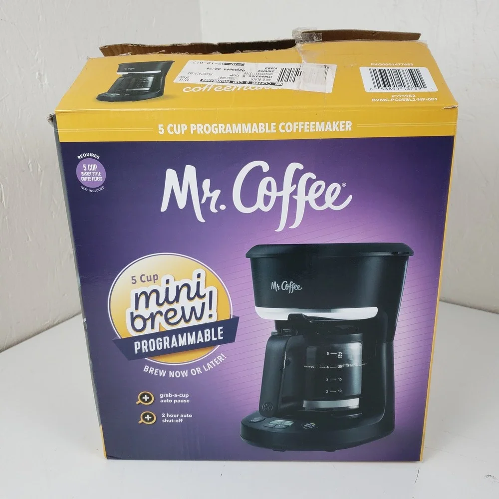 Mr. Coffee 5‎ Cup Programmable Coffeemaker Black Mini Brew BVMC-PC05BL2-NP-001